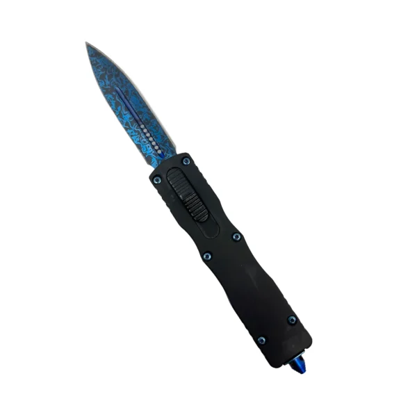4.5" Automatic OTF Knife, w/ Blue Damascus Etching