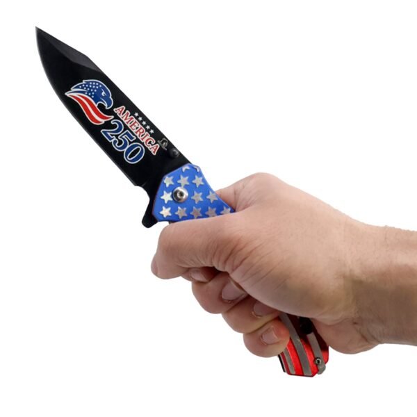 9" Spring Assisted USA Knife with Flag Handle - view 3