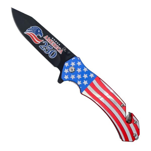 9" Spring Assisted USA Knife with Flag Handle - view 2
